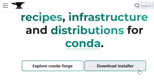Screenshot of the Miniforge "Download Installer" webpage.
