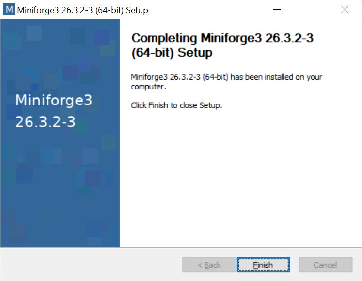 A completed Miniforge installation.